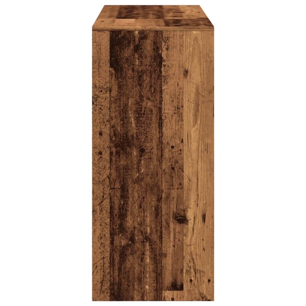 Stół barowy z regałem o wyglądzie starego drewna, 124 x 46 x 103,5 cm, materiał drewnopochodny, 4 półki, stolik do kuchni, salonu, jadalni, zajmuje mało miejsca, do bistro restauracji