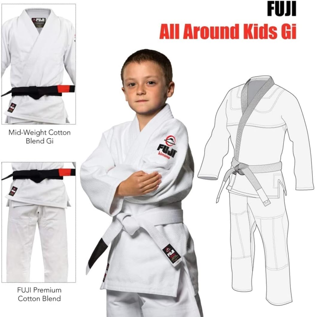 FUJI Kids All-Around Brazilian Style Jiu Jitsu Uniform with Belt