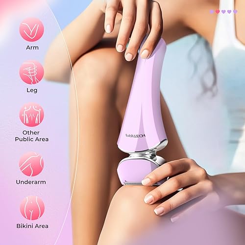 Miniatura 16 de PRITECH Maquinilla de afeitar eléctrica para mujer, afeitadora recargable para mujer, afeitadora portátil para piernas, brazos, axilas, bikini