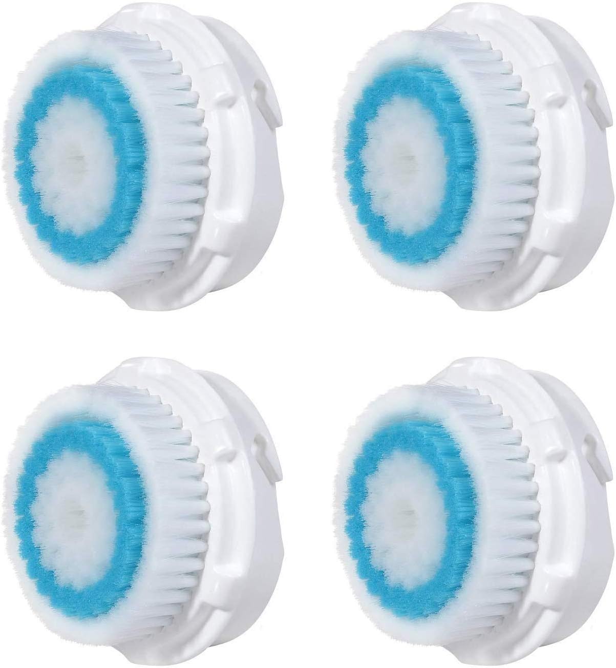 4 szt. wymienne głowice szczoteczki do czyszczenia twarzy do szczoteczek Sensitive Mia 1, 2, 3 (Aria), inteligentny profil, Alpha Fit, Plus, Sonic Radiance (biały i niebieski)