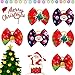 CCUUHJ 20Pcs/10 Pairs Christmas Yorkie Dog Puppy Hair Bows with Rubber Bands Hair Accessories Bow Pet Grooming Cute Pet Small Hair Bowknot (Red)