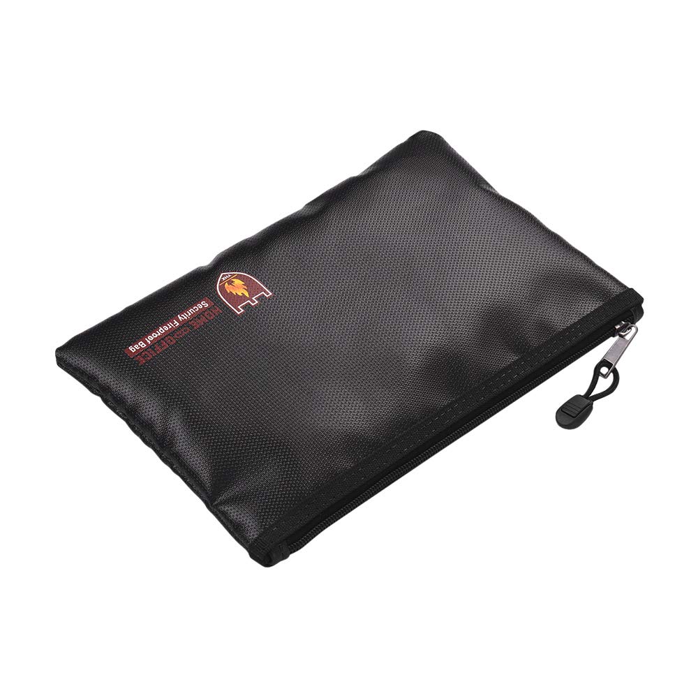 Fireproof Document Bag Silicone Coated Fiberglass Money Bag Pouch Holder Water & Fire Resistant with Zipper Closure Storage for File Jewelry Valuables,Small Size