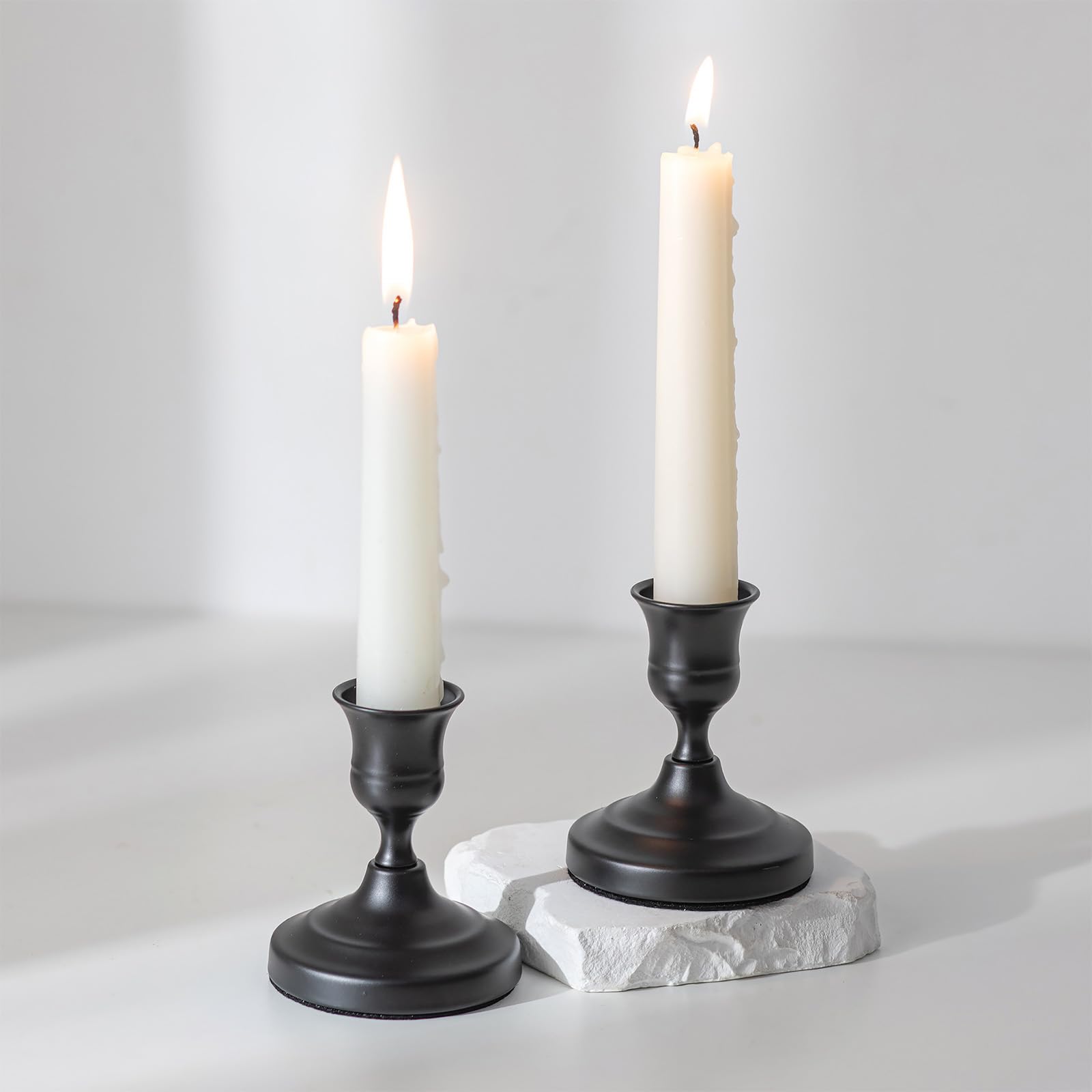 Inweder Candle Holders for Halloween: 2 Pcs Black Small Candlestick Holder