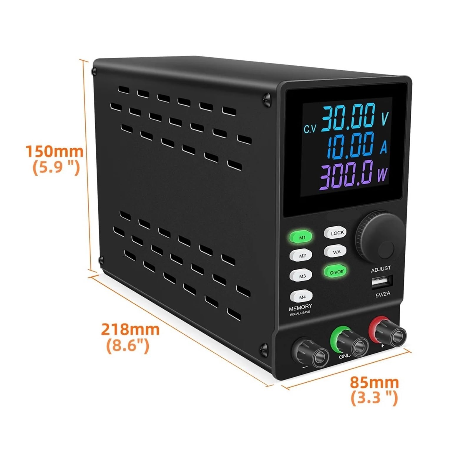 Fuente de alimentación CC programable 200V 300V 1A Fuente de Interruptor de Banco Ajustable 30V 10A 5A 60V 120V3A(SPPS3010D Black,110V)