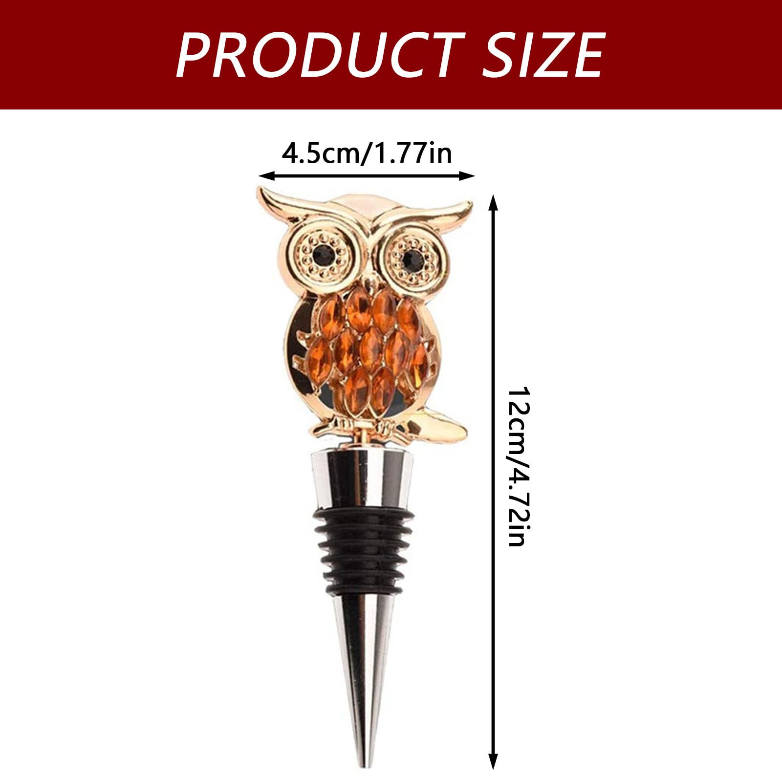 Owl Zinc Alloy Wine Stoppers Cute Durable Crystal Owl Wine Stopper Eye-Catching Glass Animal Shape Wine Bottle Stopper for Wine Lovers Wine Cork - Image 2