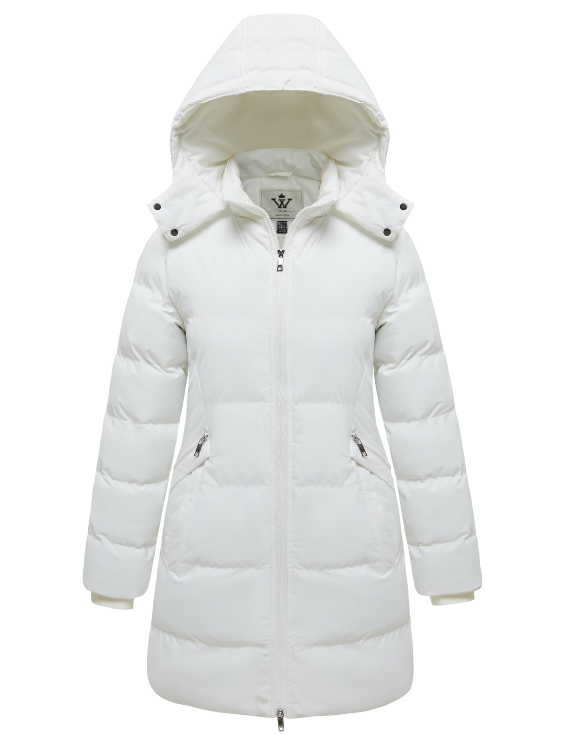 WenVen Women's Women's Thicken Parka Hooded Long Winter Coats Warm Puffer Jackets (White,M)