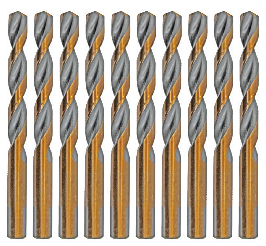 Hss Drill Bit Set 5Pcs 31/64 in. Parabolic Flute Golden/Black Jobber Twist Drill Metal Steel