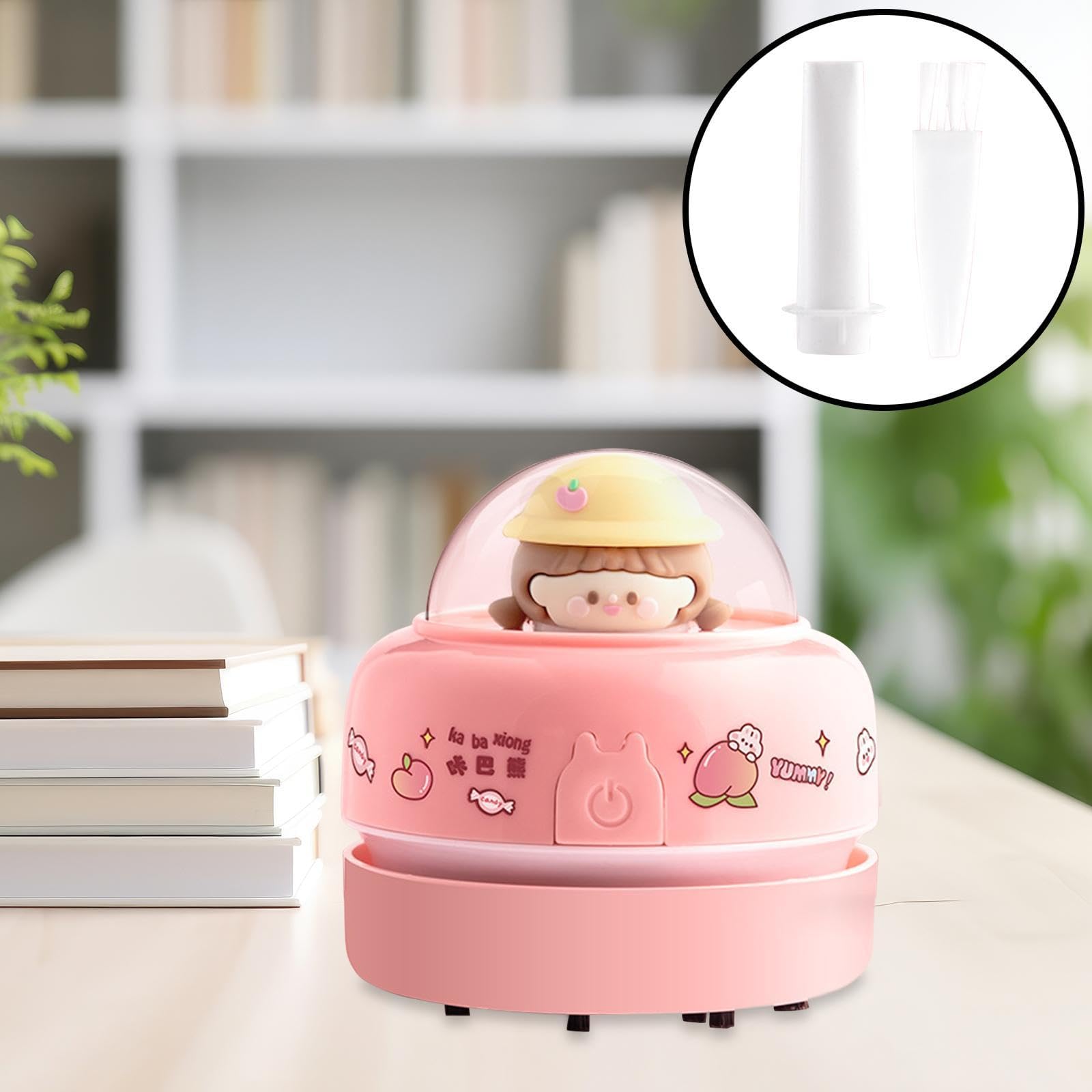 Aspirateur de Bureau Nettoyeur de Table Mini Portable pour Le Nettoyage Scolaire Gomme miettes, Rose