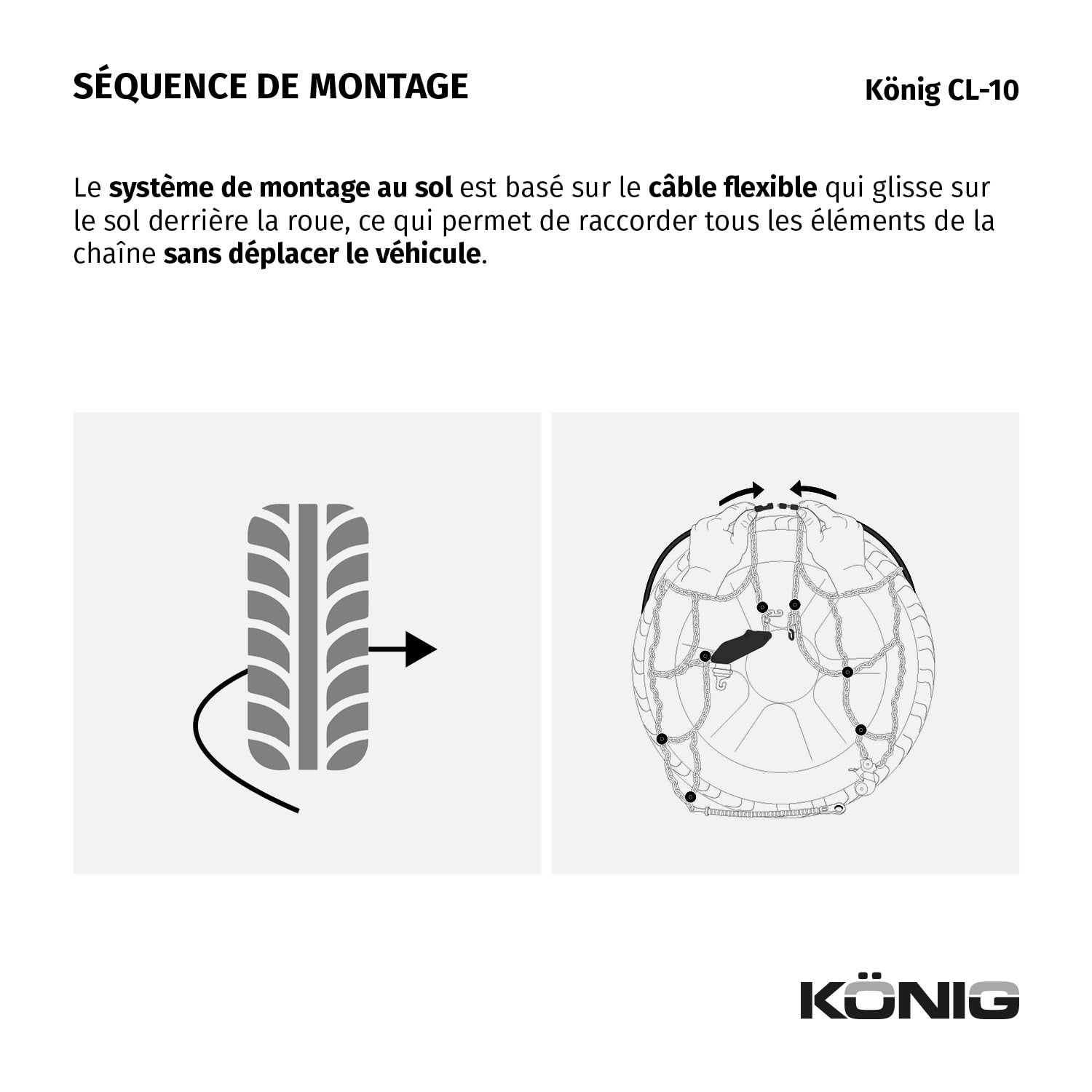 KÖNIG CL-10 105 - Chaînes à Neige, Set de 2