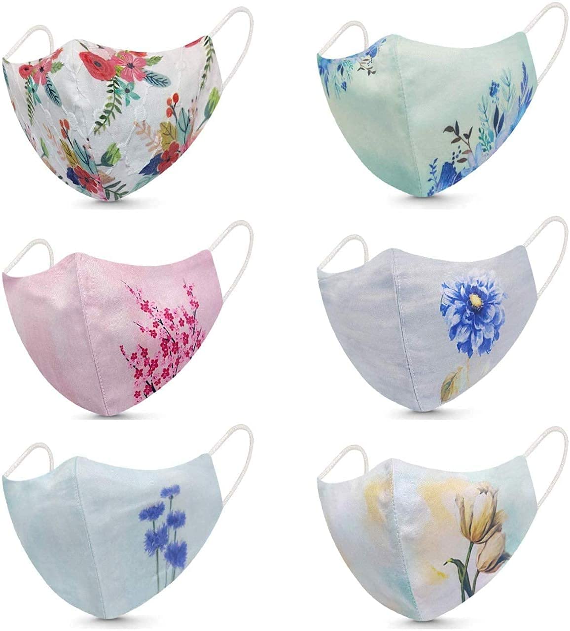 ngel Pure Cotton Face Mask for Women/Digital Printed Mask/ 3 Layers Skin Friendly Washable Fabric, Light Weight & Comfortable Mask(Pack Of 6)-picture-4