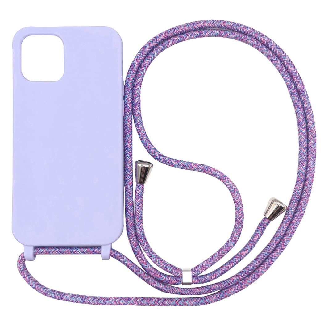 Crossbody Lanyard Phone case for iPhone 14 6.1 inch, Silicone Phone Cover with Adjustable Necklace Strap Soft Belt Neck Cord Lanyard Shockproof Protective Case