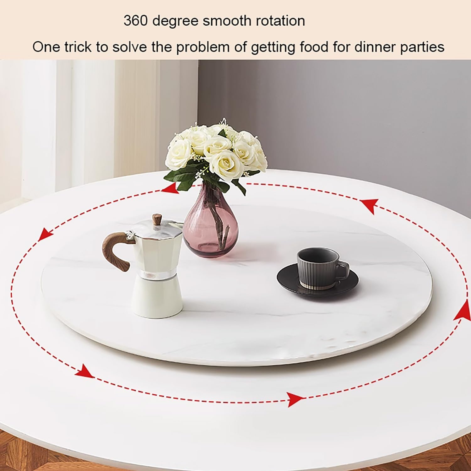 Bandeja Giratoria de Mármol, 60cm 80cm 100cm Lazy Susan Redonda, Grande Plato Rotatoria para Servir, Centro de Mesa de Comedor(Matte Gray,40"*40")