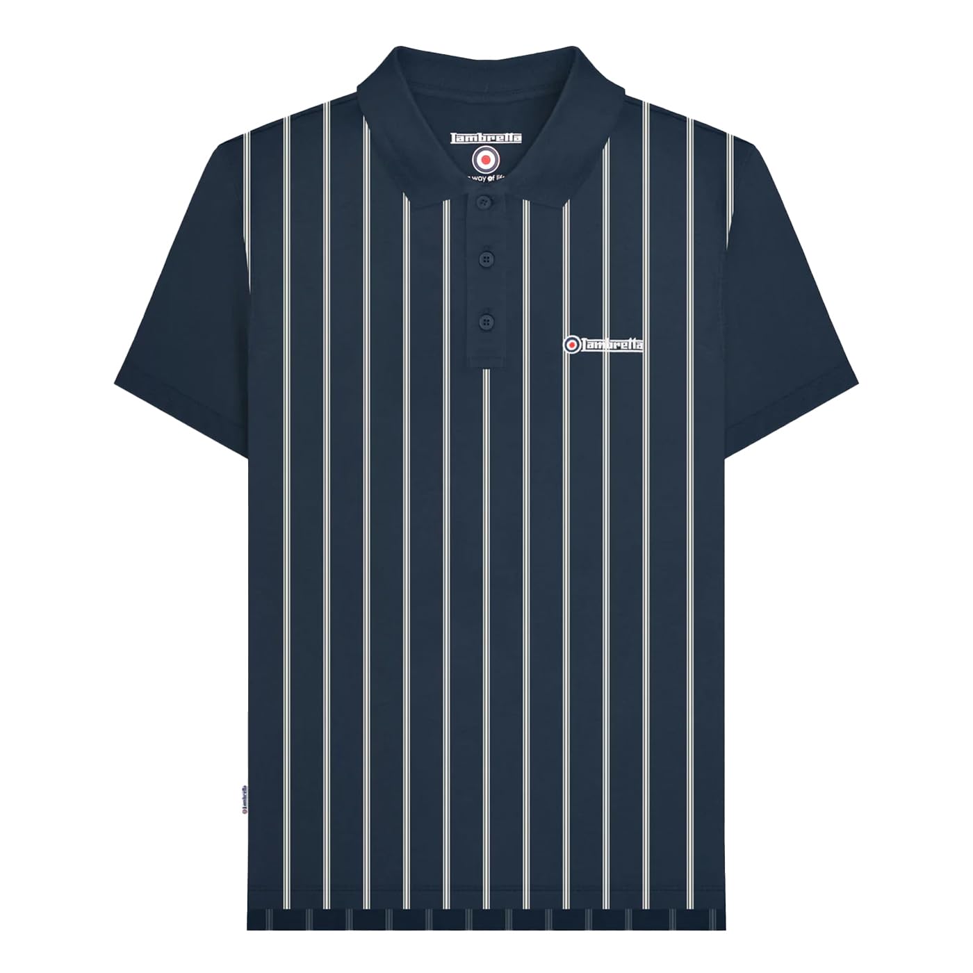 Lambretta Mens Striped Polo Shirts Navy (XXX Large)