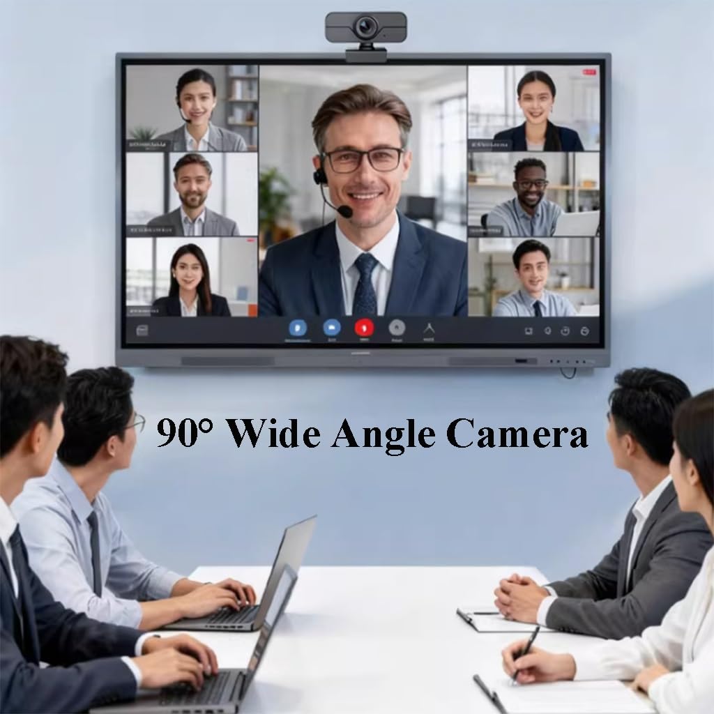 GIZNXBA Webcam Full HD 1080P, Cancelación De Ruido, Cubierta De Privacidad, Lente Gran Angular, Corrección Automática De La Luz, Webcam USB Plug & Play para Ordenador Portátil