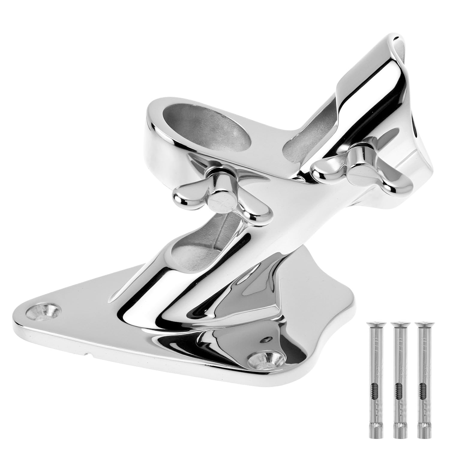 QWORK Flag Pole Holder for Outside House, 316 Stainless Steel Flag Pole Bracket 2-Positions, Heavy Duty Flag Pole Mount with Screws, Flag Holder, Fits Standard 1 Inch Flagpoles