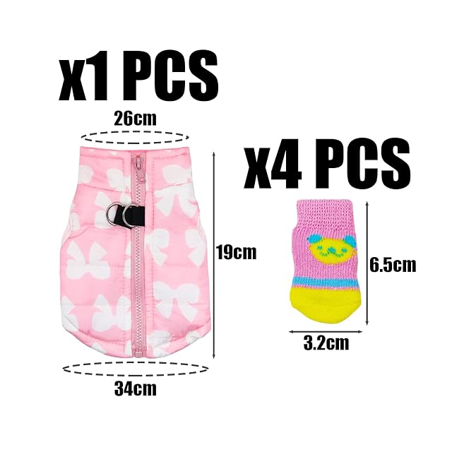 Foto 2 de 6 de OAOSDH 1 Chaleco para Mascotas, 4 Calcetines para Mascotas, Ropa Abrigada para Mascotas