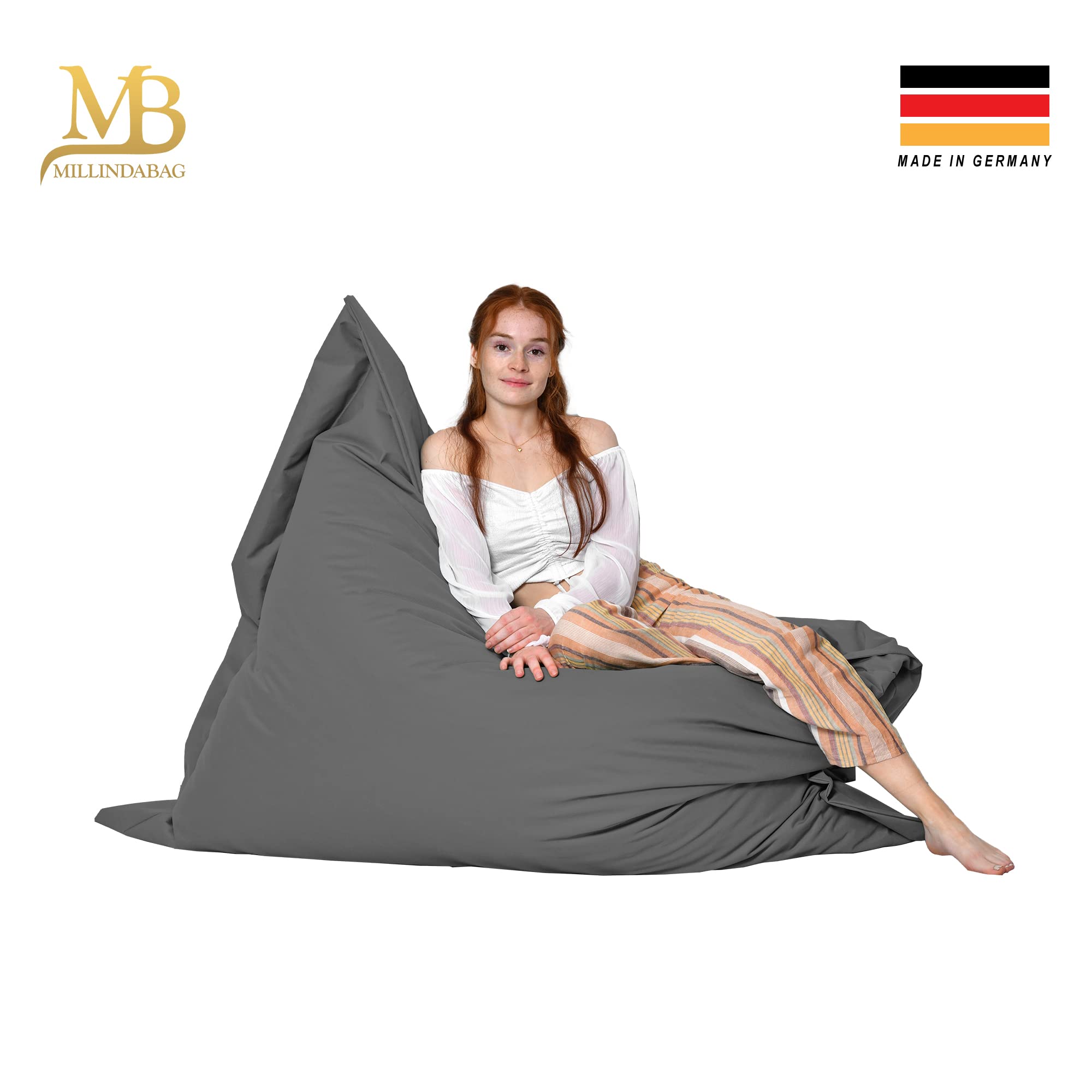 Rechteckig Sitzsack für Kinder Jugendliche Erwachsene Beanbag Sitzen Liegen Indoor Outdoor Gaming gefüllt Anthrazit L 120x160 cm