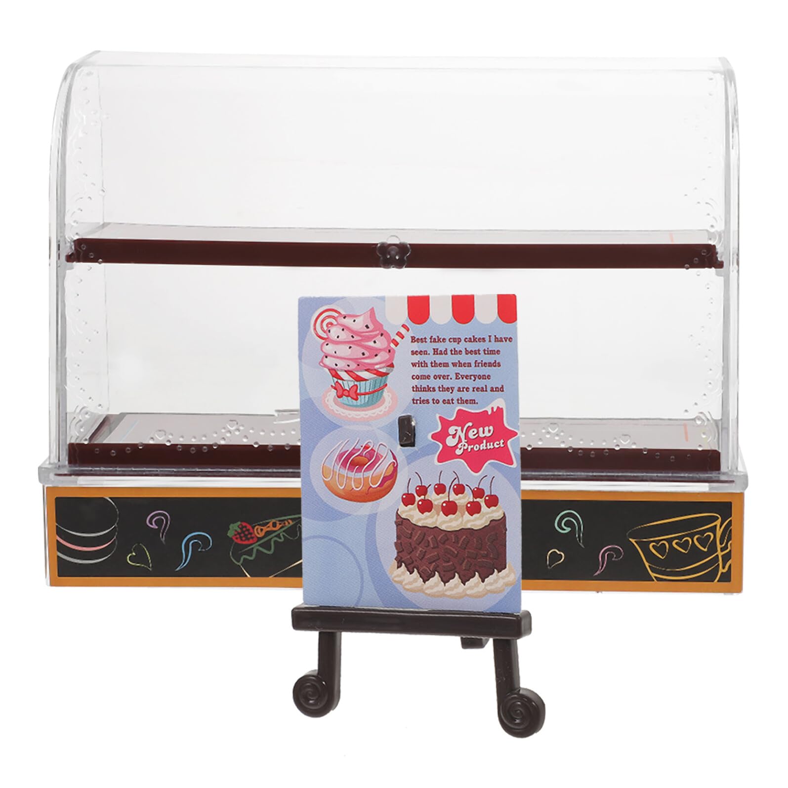 Vaguelly Miniature Cake Cabinet Model Plastic Bakery Display with Realistic Design Lightweight for Dollhouse Kitchen Decor House Accessories