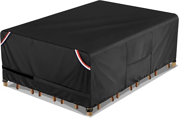 KylinLucky 600D Heavy Duty Rectangular Table Cover 84 x 56 inches - Waterproof Outdoor Dining Set Protector for Patio Furniture