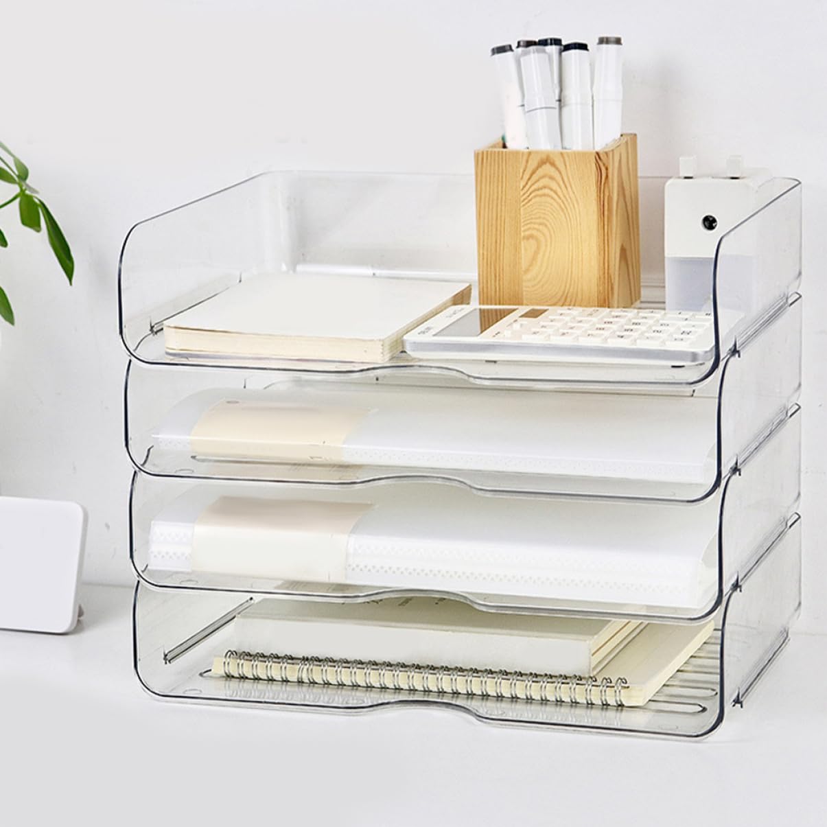 NUOBESTY 4stücke Teilige Stapelbare Papierablagen Schreibtischablagen Für Büro Papier-organizer Stapelbare Ablagen Schreibtisch-papierablage Aktenständer Büro-organizer Ablage Für