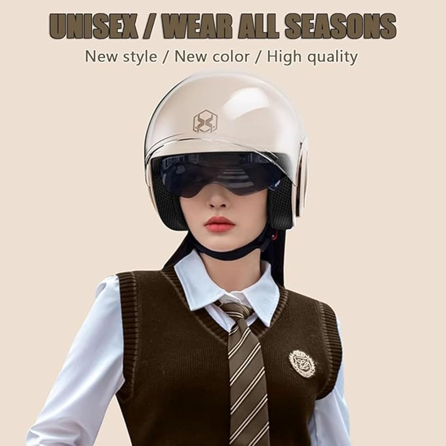 Casque jet à double visière | Casque de scooter avec visière solaire | Certifié ECE 22.06 | Casque de moto avec visière | Plusieurs coloris disponibles A,54-61CM