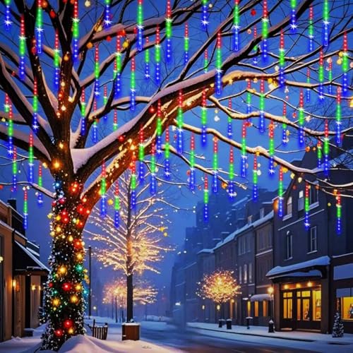 Weepong Meteor Shower Outdoor Christmas Lights 32 Tube 768LEDs Snow