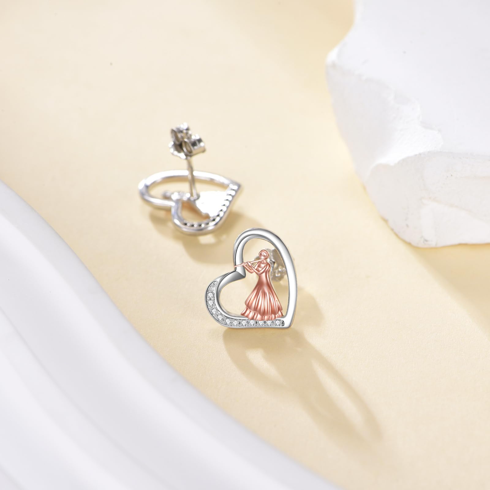 YFN Orecchini a flauto in argento sterling con strumenti musicali, gioielli regalo per donne amanti del flauto
