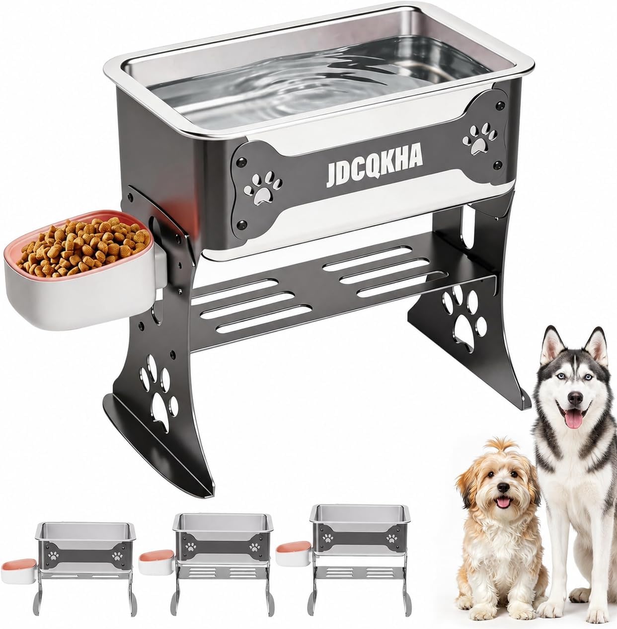 1.5 Gallon Elevated Dog Water Bowl,Adjustable Stainless Steel Dog Bowl