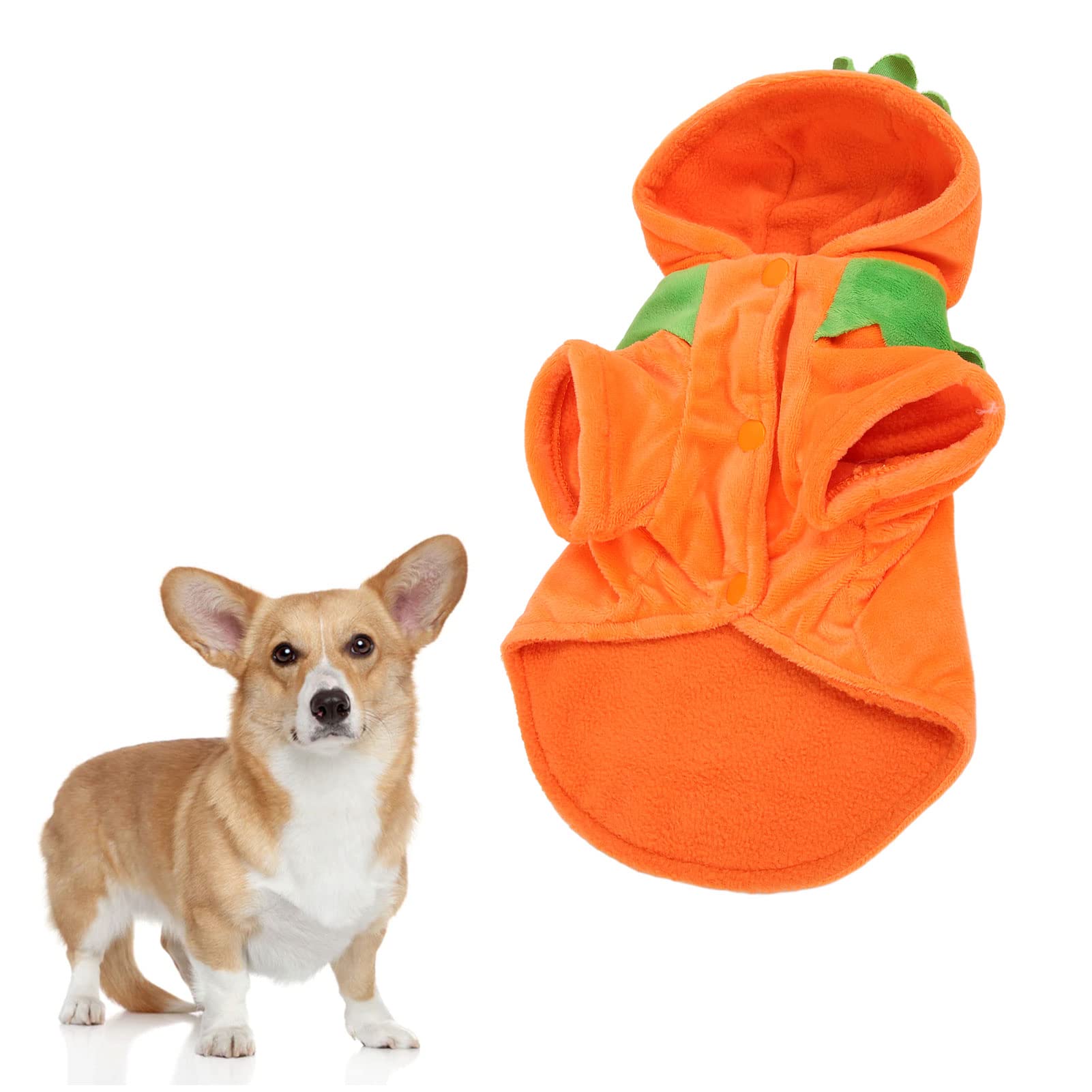 Septpenta Disfraz de Perro de Calabaza de Halloween, Sudadera de Calabaza para Mascotas, Cálido y Lindo, Llamativo, Disfraz de Otoño Invierno para Perros Medianos y Grandes (2XL)