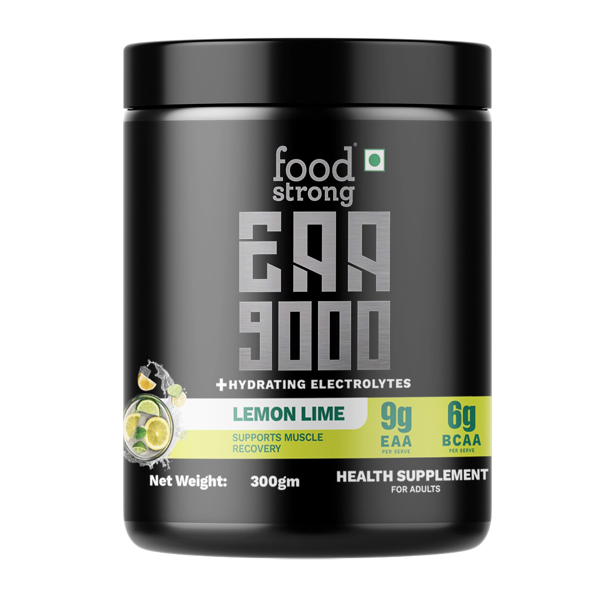 Foodstrong EAA 9000 with Hydrating Electrolytes, Lemon Lime Flavour, 9g Essential Amino Acids (EAA) & 6g BCAA Per Serving – Supports Muscle Recovery & Rehydration – 300g, 25 Servings-image-30