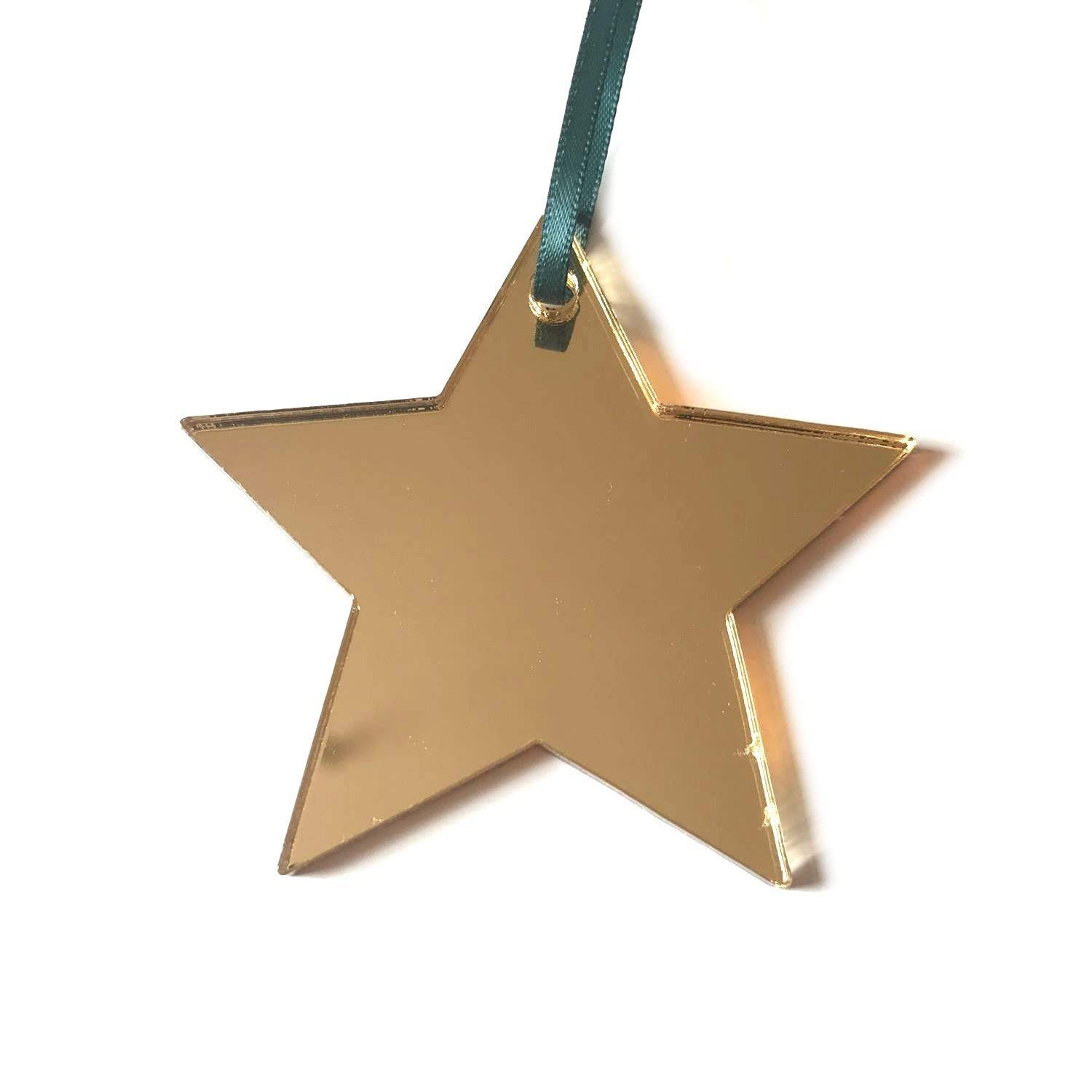 Super Cool Creations Star Christmas Tree Decoration - Gold Mirrored - Standard 7cm