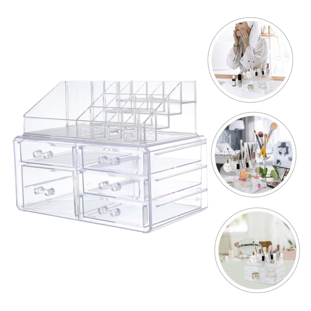 Organizador de Cosméticos Cajón de Acrílico para Baño | Multiuso para Tocador, Apto para Cosméticos y Pads de Maquillaje, para Mujeres y Chicas
