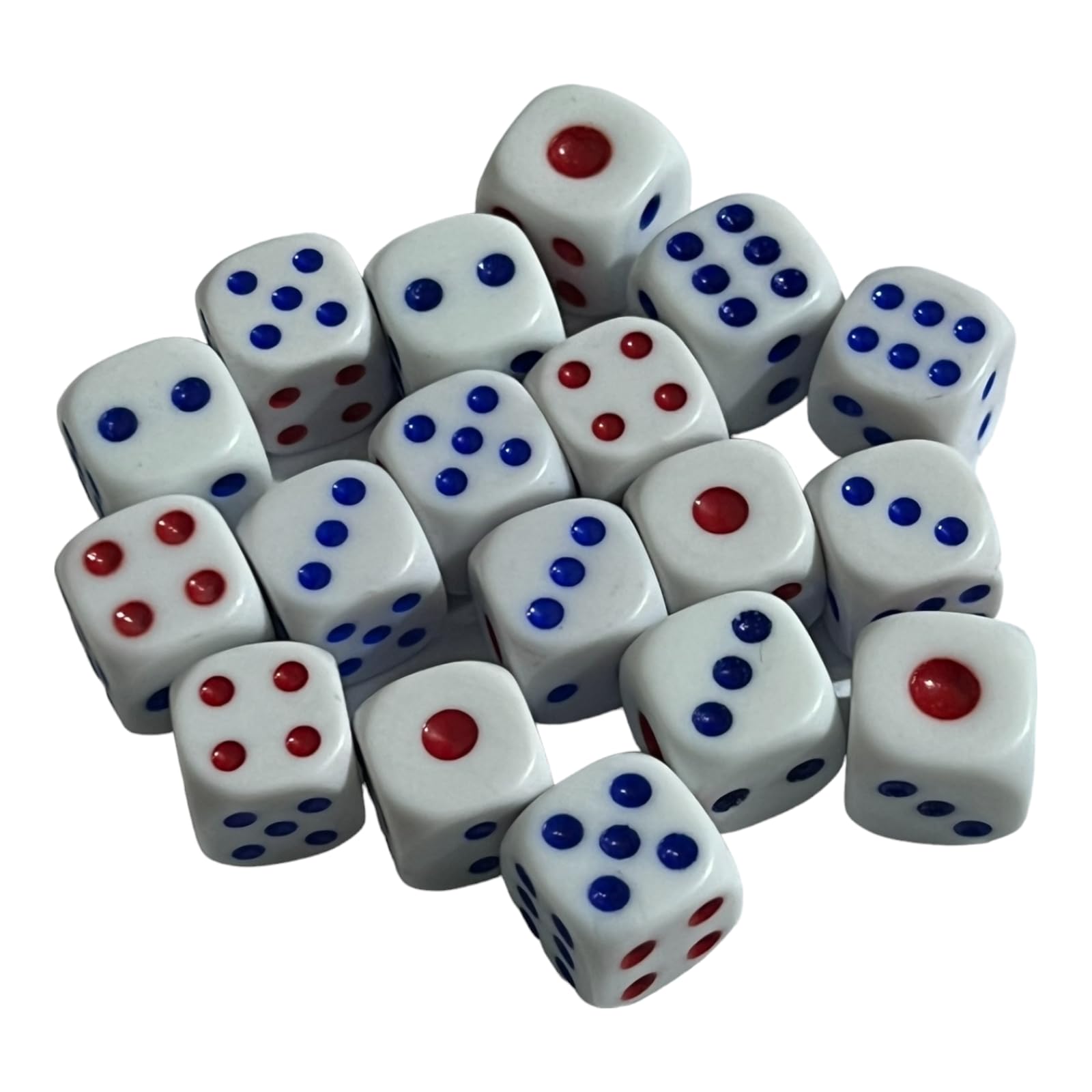 Dice Set 12PCS and 18PCS - 6 Sided 16mm and 14mm6 Colours Spot Game Dice Set for Smoother Rolling No Harmful Materials Rounded Edges Dice Coloured and White (18 White)
