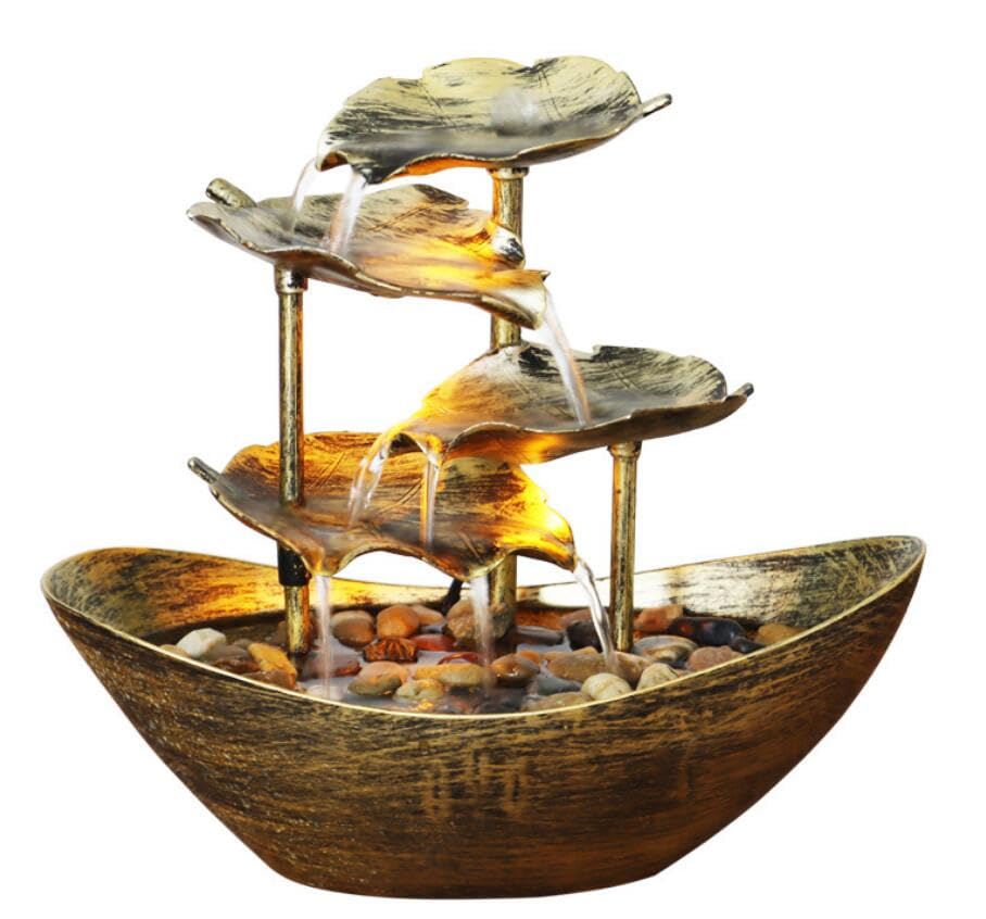 YOUUGIOR Fonte de água de mesa com folha de lótus, máquina de som...