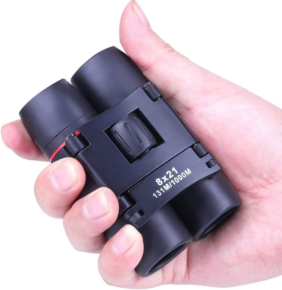 DREAME 8 x 21 Small Binoculars Compact for Adults Kids, Mini Binocular for Bird Watching Traveling Sightseeing, Lightweight Pocket Folding Binoculars for Concert Theater Opera