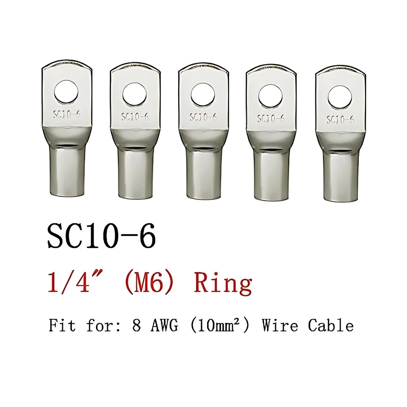 Conector de terminación anular, Terminal de crimpado de anillo de cobre aislado, serie SC, paquete de 100-2000 unidades(Sc16-6 100pcs,1 Lot(100 PCS))