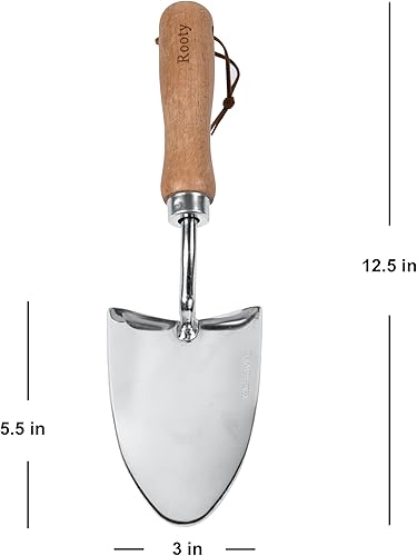 Miniatura 8 de Rooty Tenedor de mano de jardín con acero inoxidable, mango de madera, fácil para plantar, extender mantillo, boda, aflojar y trasplantar resistente