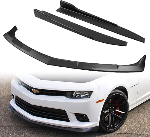 Q1-TECH, 5 piezas de borde de parachoques delantero + falda lateral Rocker Winglet Canard difusor ala compatible con Chevy Camaro SS  Z28  V8 modelo