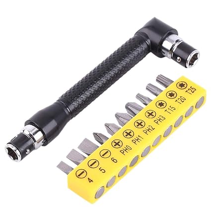 Wrench Driver, L-Shape 1/4 Inch Hex Socket Wrench Double Head with Various Screwdriver Bits Hand Tool