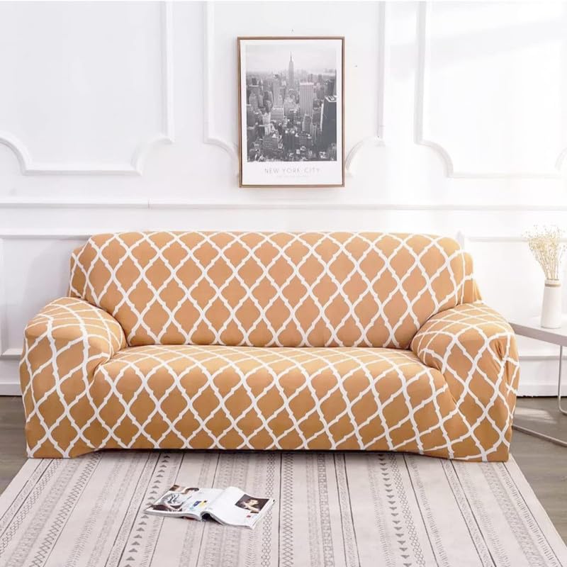 Image of HK 3 Seater Universal Elastic Sofa Cover | 360 Fully Covered Anti-Slip Washable Couch Cover Protector | 140 GSM Stretch Fit Polyester + Spandex Slipcover (180-230cm /SC-001-03)