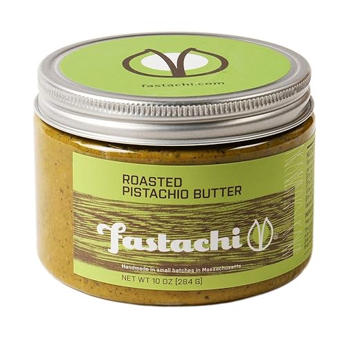 Fastachi Mantequilla de pistacho asada (10 onzas), ingrediente único I sin azúcar, sin sal, sin productos químicos, sin gluten, 100% natural,