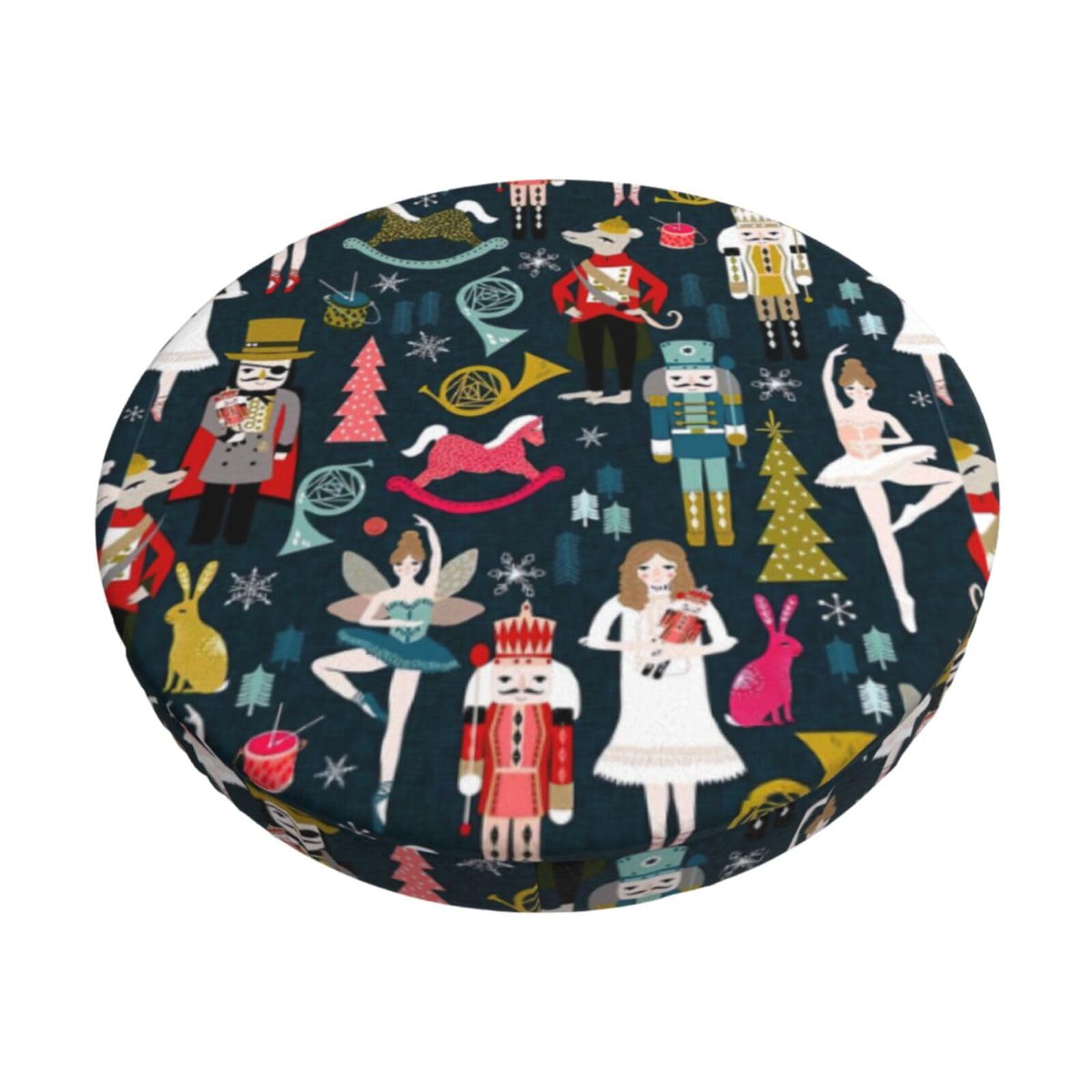 ACVnbm Women_S Nutcracker Ballet Xmas Dance Print Round Bar Chair Cushion Cover, Elastic Chair Protector For Kitchen Bar Dining