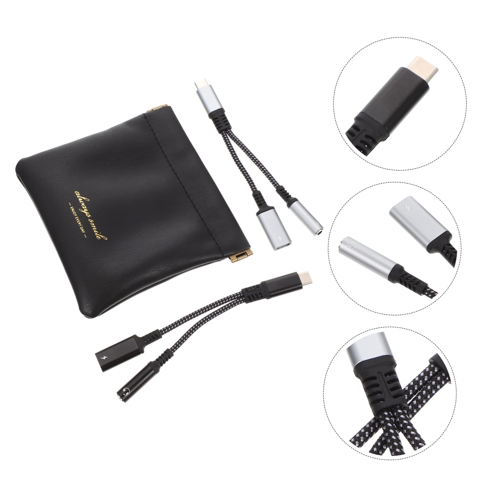 jojofuny 4stücke USB c Kopfhöreradapter Mit Ladefunktion Type-c Zu Klinkenstecker Für Musik Und Gleichzeitiges Aufladen Kompakt Und Leicht