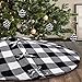 yuboo Buffalo Check Christmas Tree Skirt, 48 Inches White and Black Checked Ornaments for Rustic Vintage Farmhouse Buffalo Plaid Christmas Decor