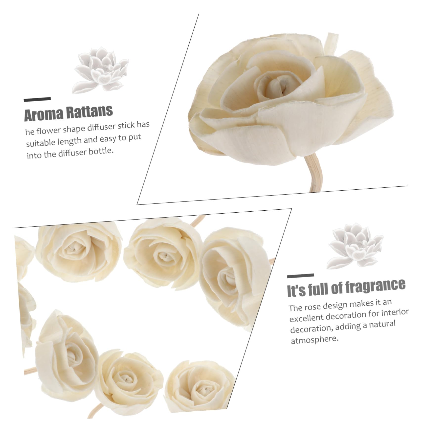 DECHOUS 32stücke Aromatherapie Rattan Sticks Duftstäbchen Für Diffuser Blumen-Design Für Zuhause Schnell Absorbierend Natürliche Düfte Schaffen Entspannende Atmosphäre