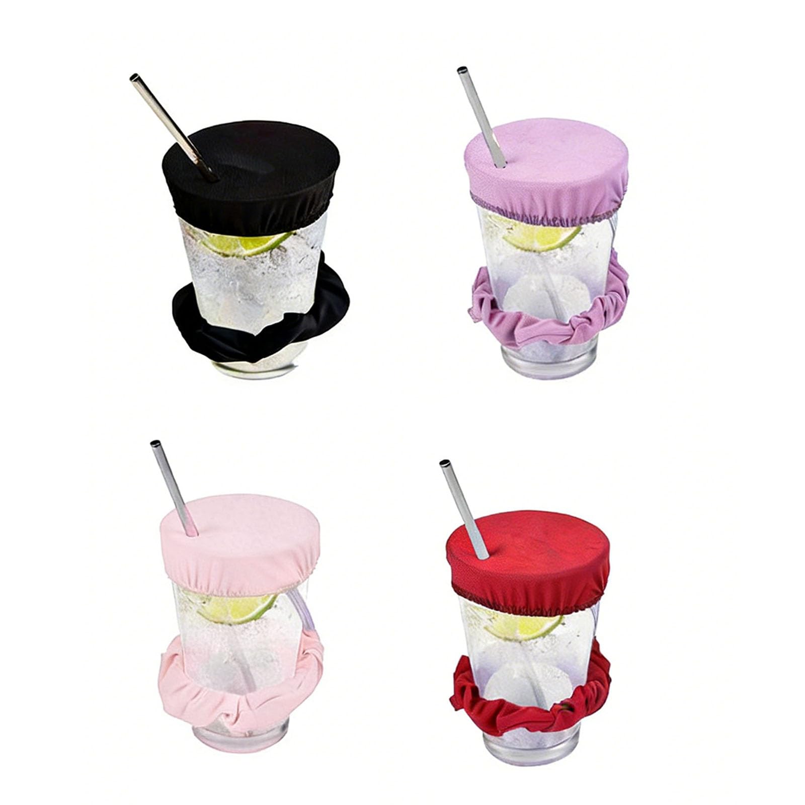 Drink Covers Anti Spike Drink Covers, 4pcs Reusable Drinks Spiking Prevention, Scrunchie Drinks Cover with Straw Holes for Girls, Women, Clubs, Bars, Parties