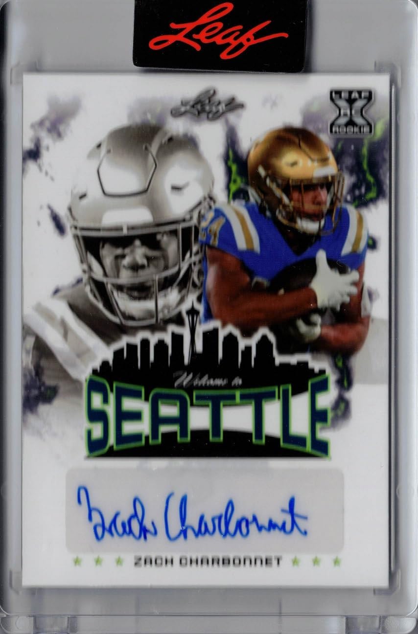 2023 Leaf Welcome to Seattle #WTS-ZC1 Zach Charbonnet Certified Autograph Rookie Football Card