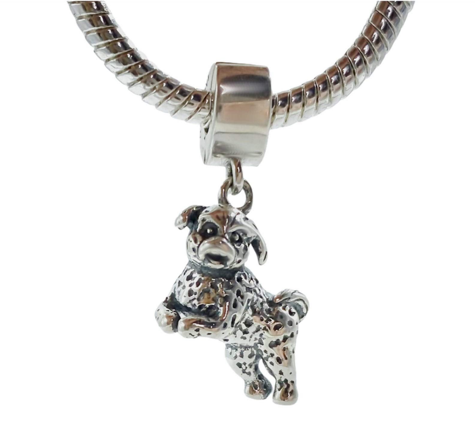 BolenviBichon Frise Poodle Dog 925 Sterling Silver Dangle Pendant X Charm Bead For Pandora & Similar Charm Bracelets or Necklaces