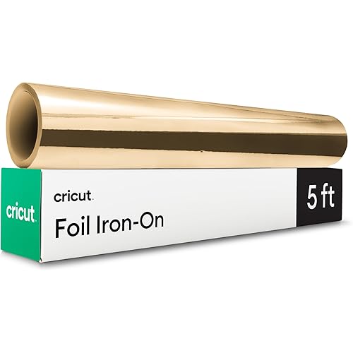 Cricut® Foil Iron-On (10 in x 5 ft), Light Gold - Heat Transfer Vinyl - Metallic - Personalize Apparel, Pillows, Blankets, Party Decor, & More