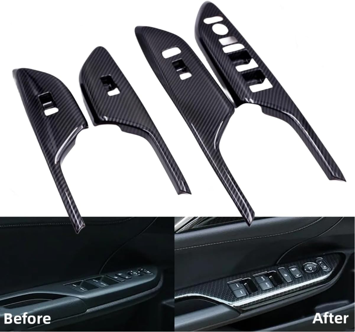 ATAIRSOFT Window Control Switch Button Cover Door Lock Switch Trim Window Switch Panel Cover for Honda Civic 10th Gen 2016 2017 2018 2019 2020 2021 Interior Accessories (Carbon Fiber Pattern)